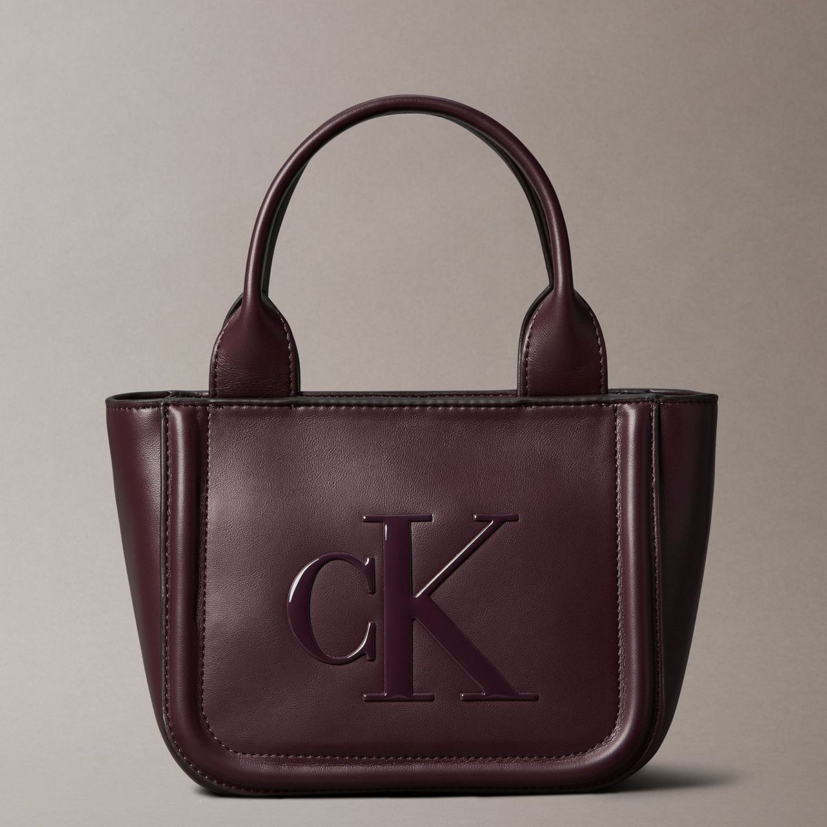 CALVIN KLEIN - Cartera Tote Pequeña Con Logo Café Calvin Klein