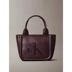CALVIN KLEIN - Cartera Tote Pequeña Con Logo Café