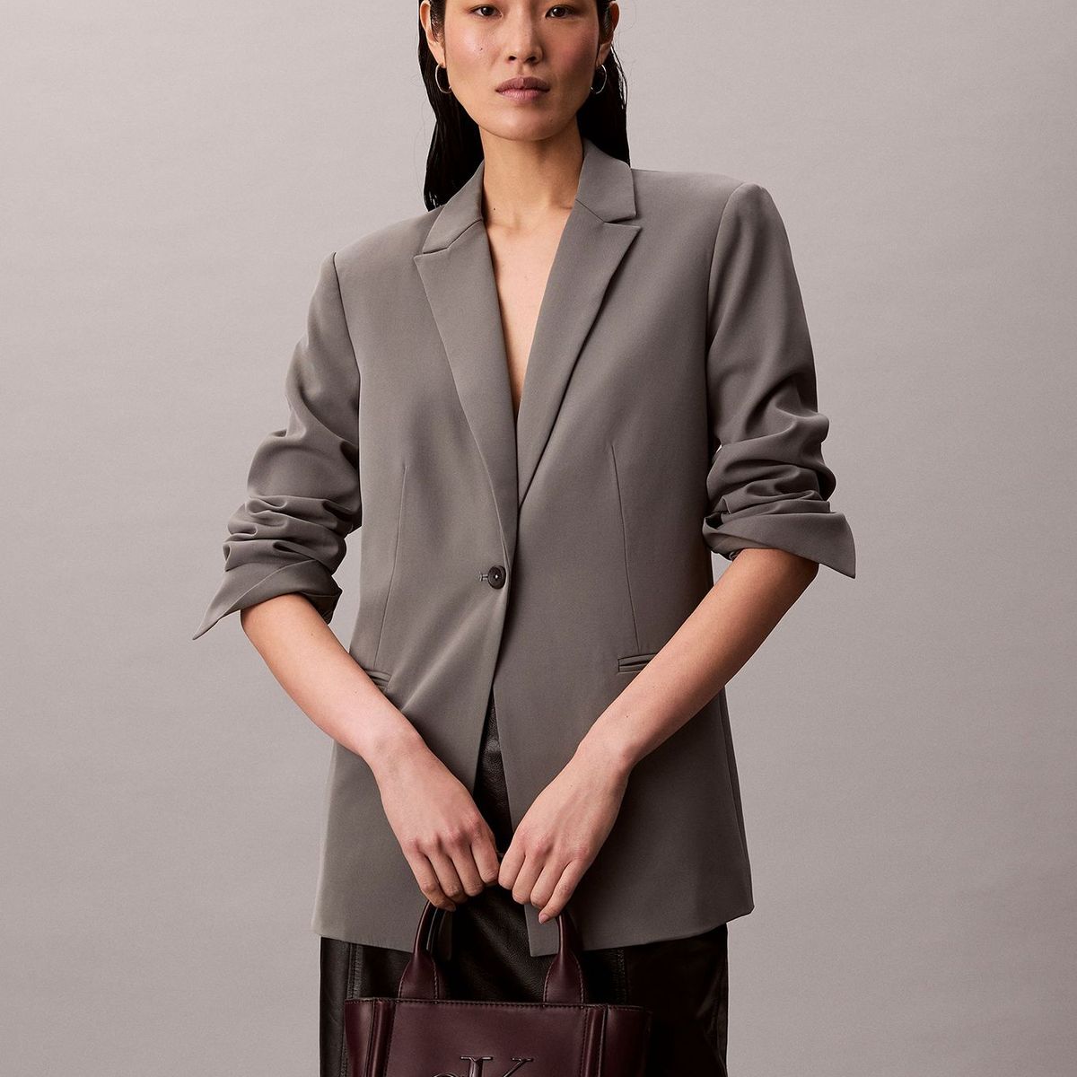 CALVIN KLEIN - Cartera Tote Pequeña Con Logo Café Calvin Klein