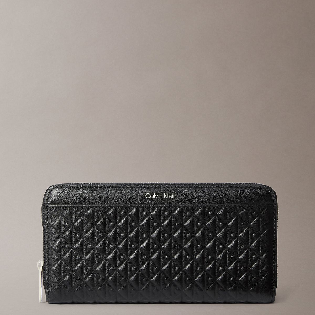 CALVIN KLEIN - Billetera De Cuero Con Textura De Monograma Negro Calvin Klein