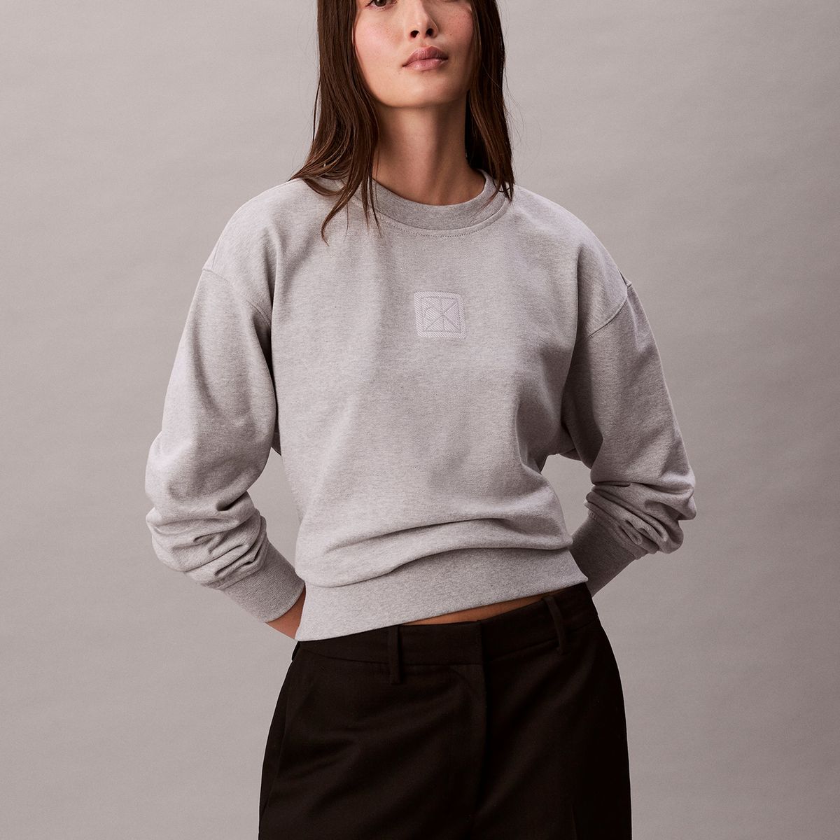 CALVIN KLEIN - Polerón De Felpa Gris Calvin Klein