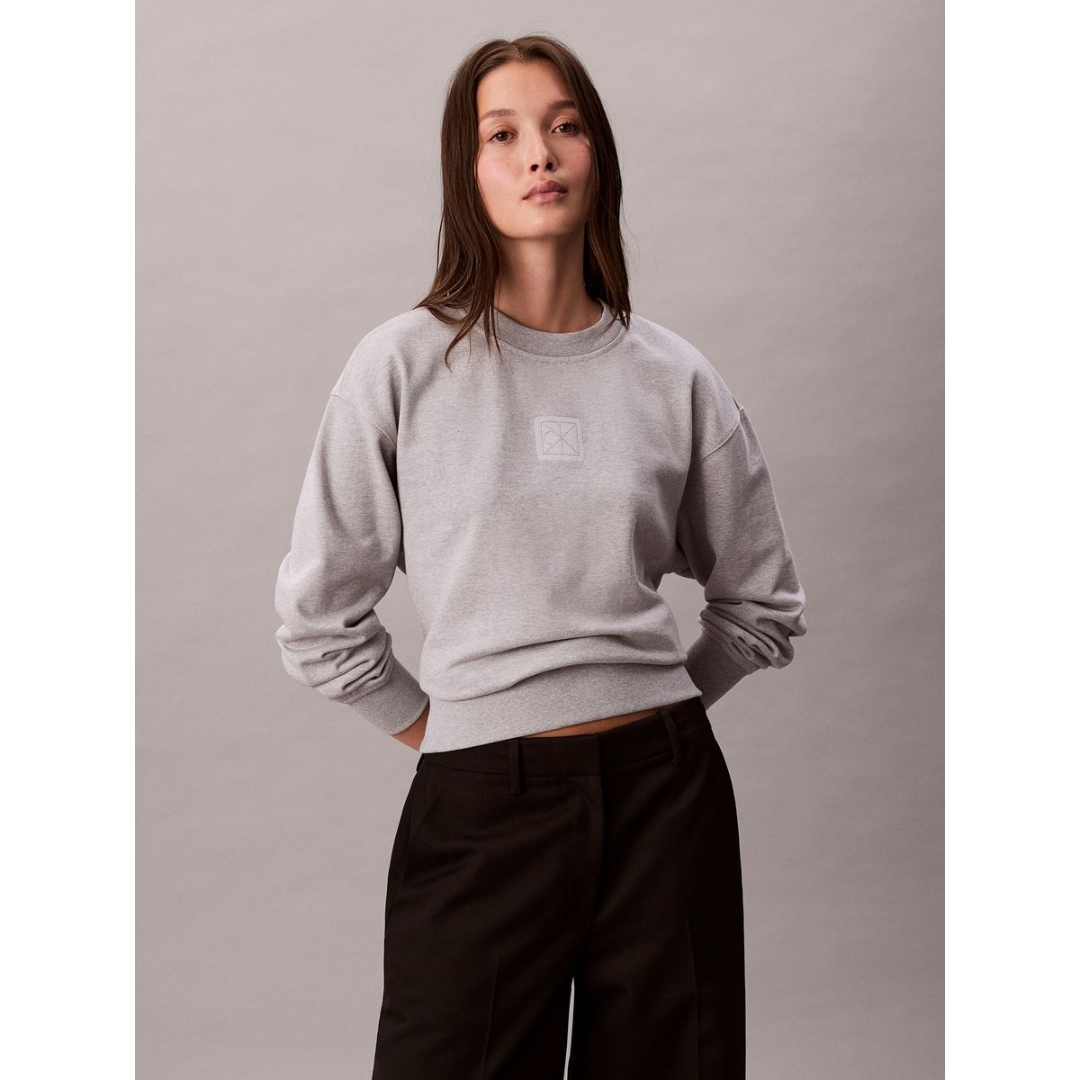 CALVIN KLEIN - Polerón De Felpa Gris Calvin Klein