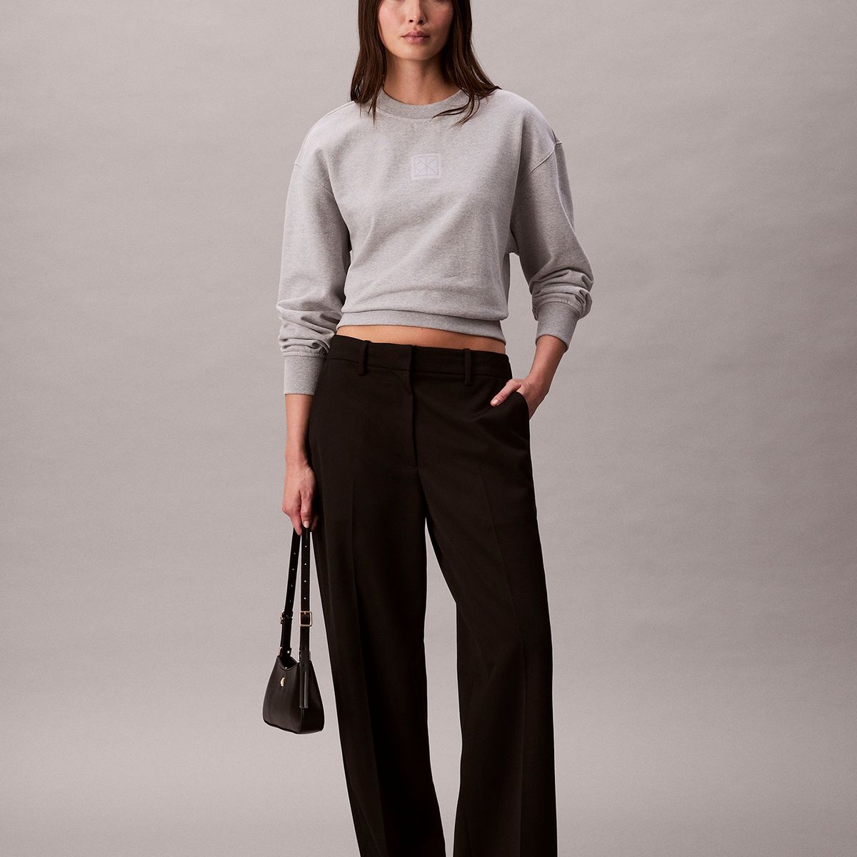 CALVIN KLEIN - Polerón De Felpa Gris Calvin Klein