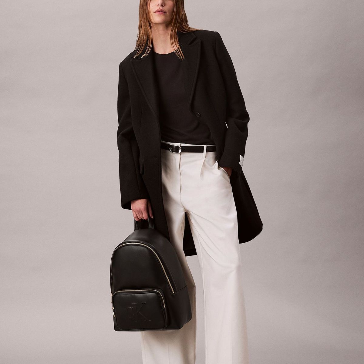 CALVIN KLEIN - Mochila Con Logo Monograma Grabado Negro Calvin Klein