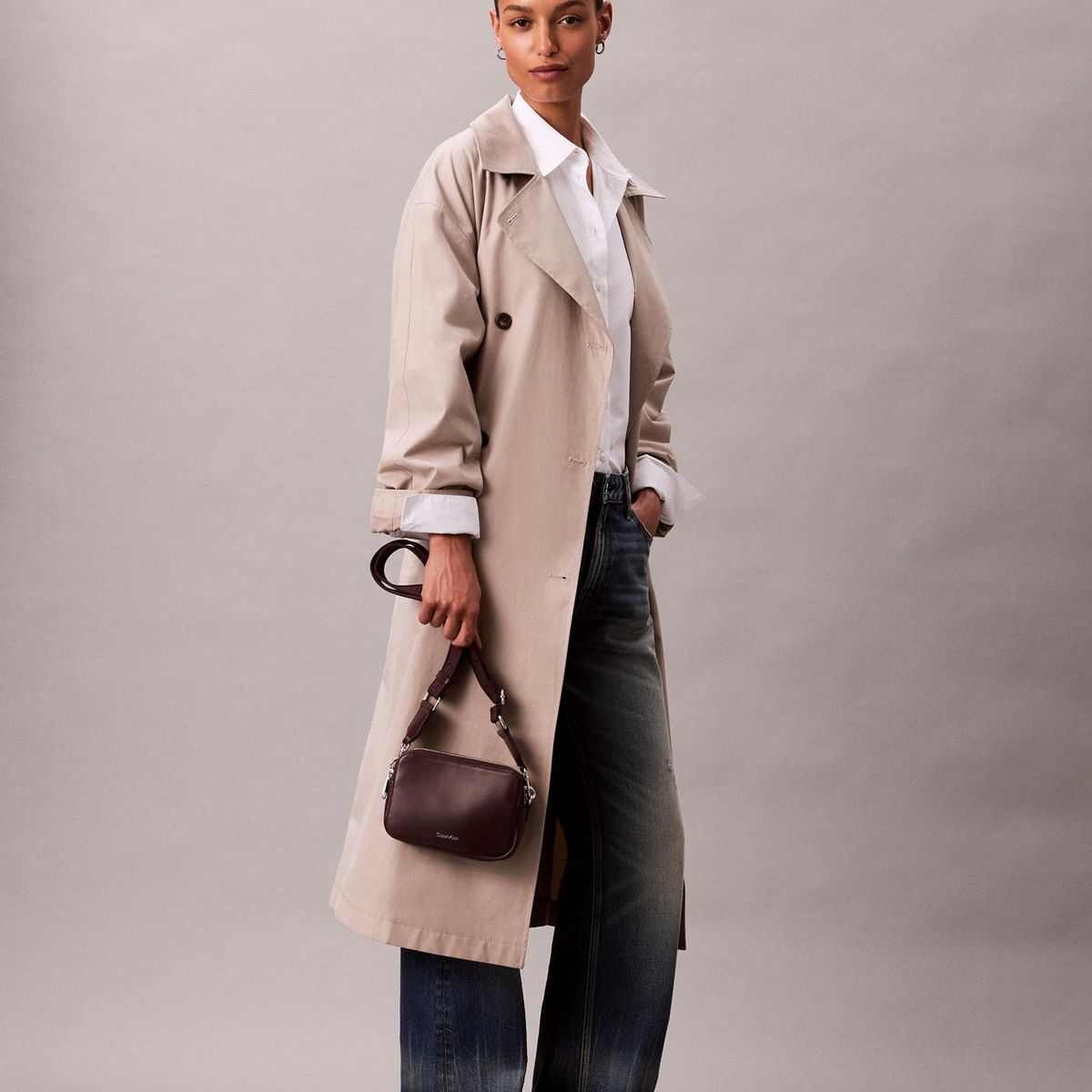 CALVIN KLEIN - Bandolera Webbing Double Strap Café Calvin Klein