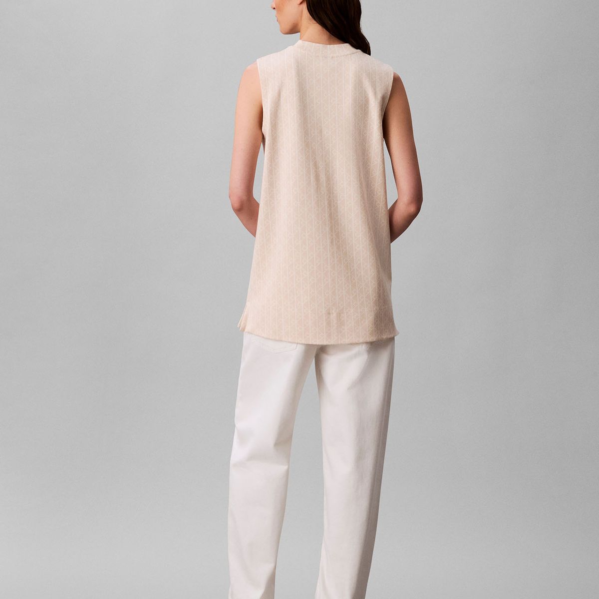 CALVIN KLEIN - Blusa Con Logo En Jacquard Blanco Calvin Klein