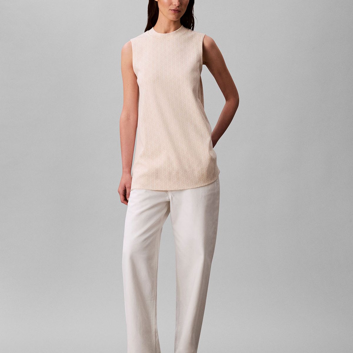 CALVIN KLEIN - Blusa Con Logo En Jacquard Blanco Calvin Klein