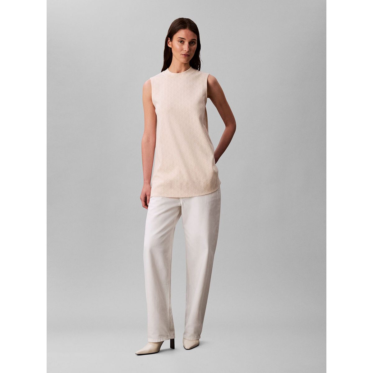 CALVIN KLEIN - Blusa Con Logo En Jacquard Blanco Calvin Klein