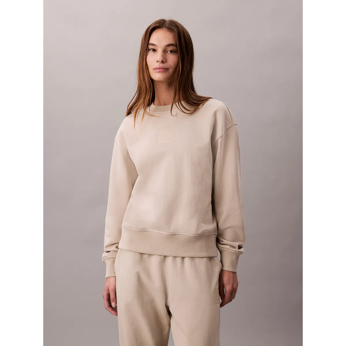 CALVIN KLEIN - Polerón De Felpa Beige Calvin Klein