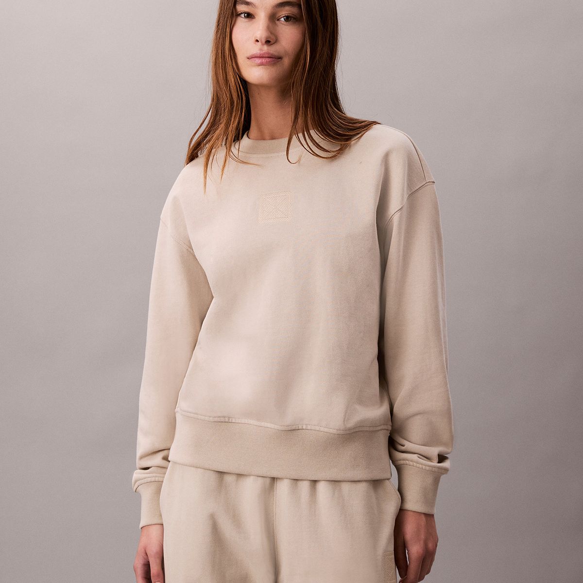 CALVIN KLEIN - Polerón De Felpa Beige Calvin Klein