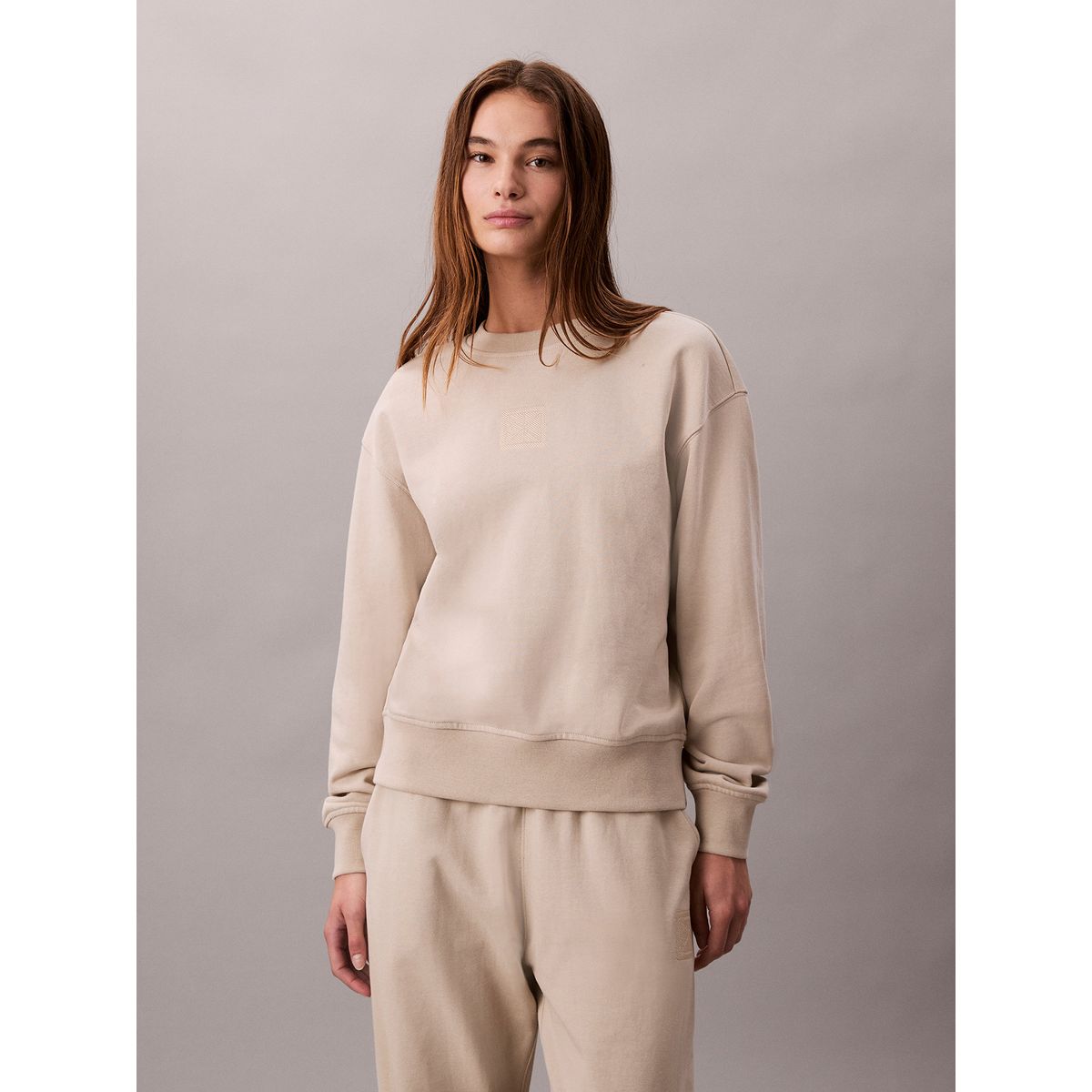 CALVIN KLEIN - Polerón De Felpa Beige Calvin Klein