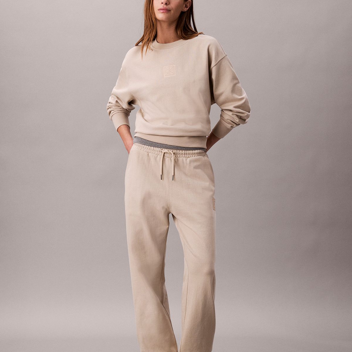 CALVIN KLEIN - Polerón De Felpa Beige Calvin Klein