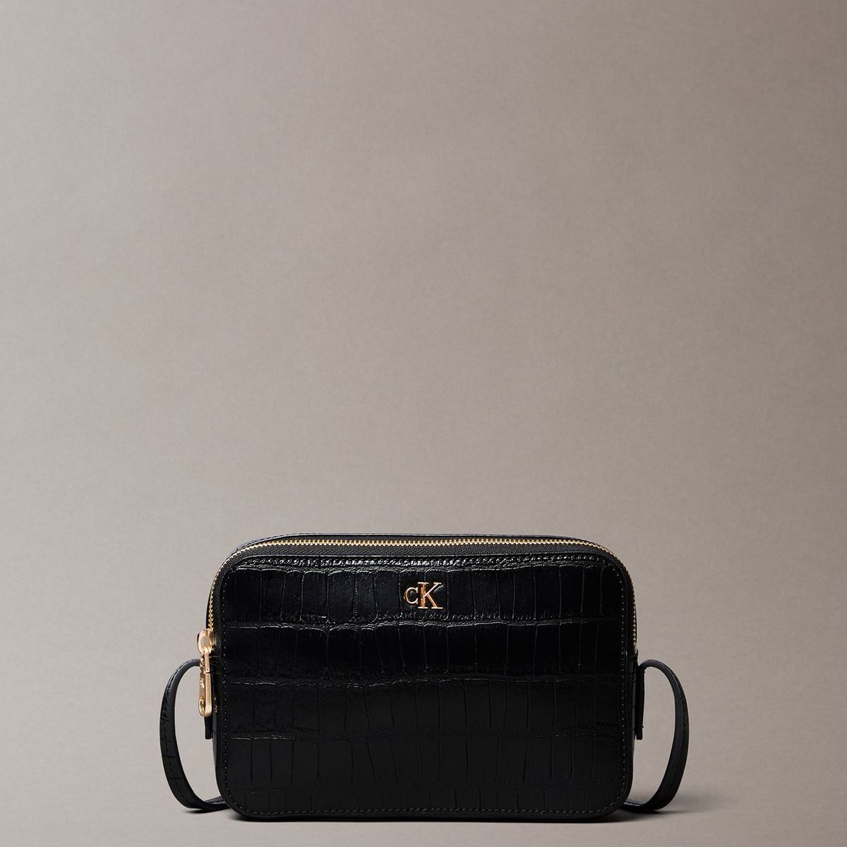CALVIN KLEIN - Bandolera Con Efecto Cocodrilo Negro Calvin Klein