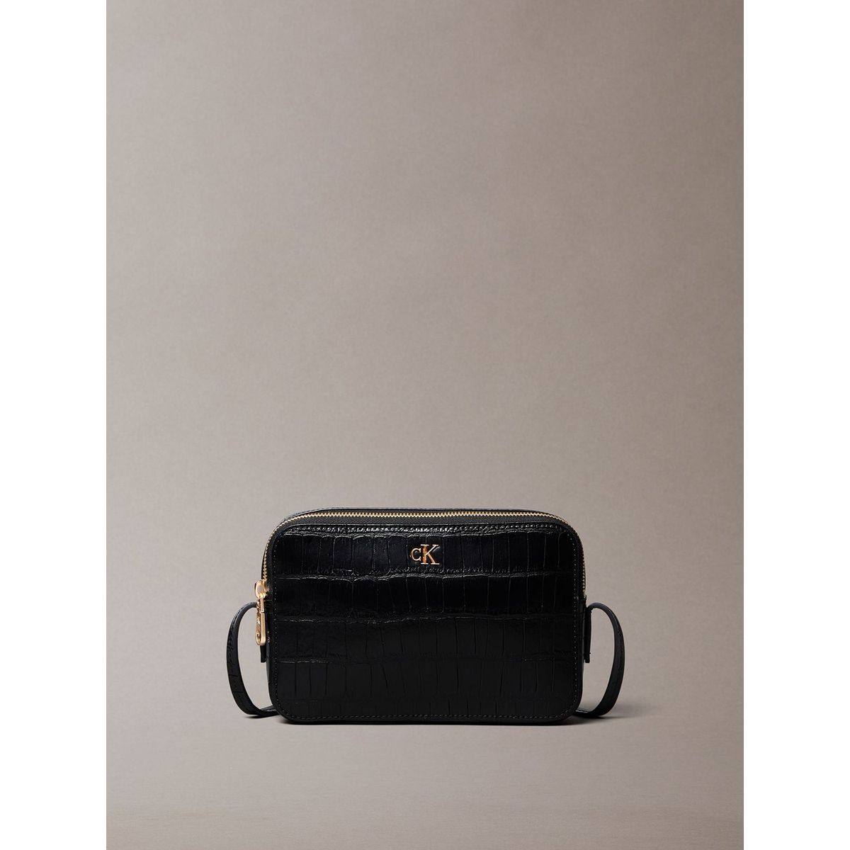 CALVIN KLEIN - Bandolera Con Efecto Cocodrilo Negro Calvin Klein