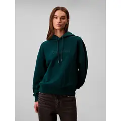 CALVIN KLEIN - Polerón Con Gorro Y Logo Bordado Azul