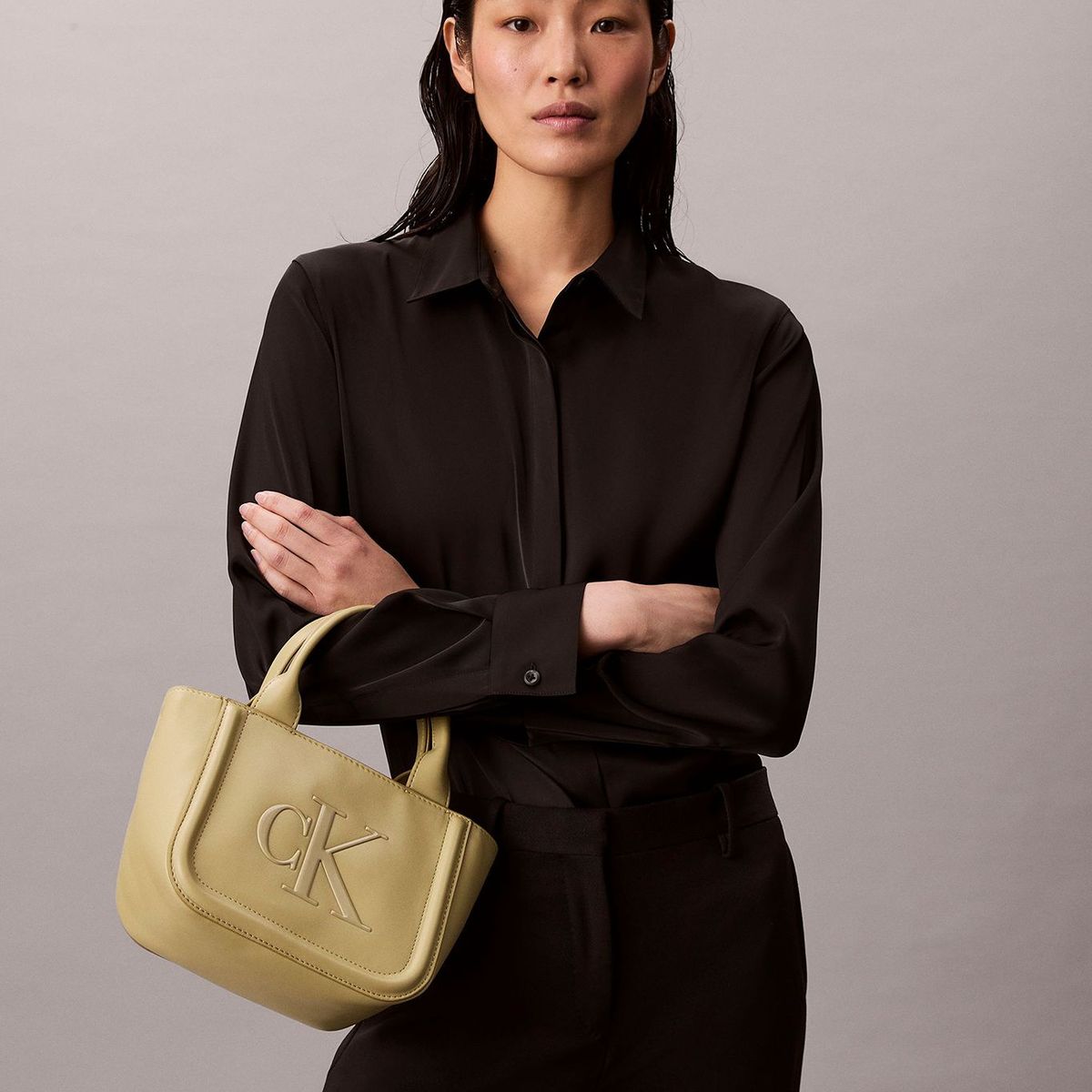 CALVIN KLEIN - Cartera Tote Pequeña Con Logo Verde Calvin Klein