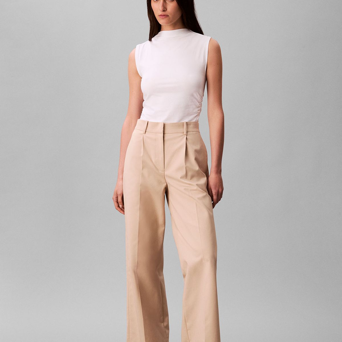 CALVIN KLEIN - Pantalones Chino De Pierna Ancha Café Calvin Klein