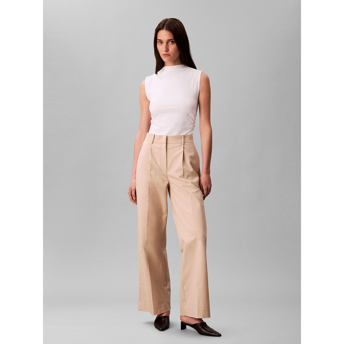 CALVIN KLEIN - Pantalones Chino De Pierna Ancha Café Calvin Klein