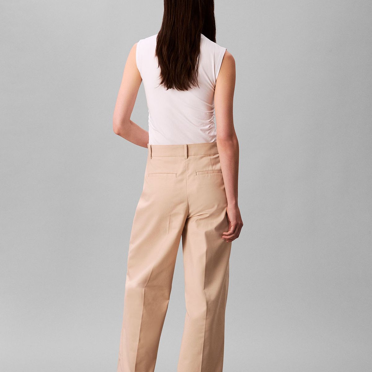 CALVIN KLEIN - Pantalones Chino De Pierna Ancha Café Calvin Klein