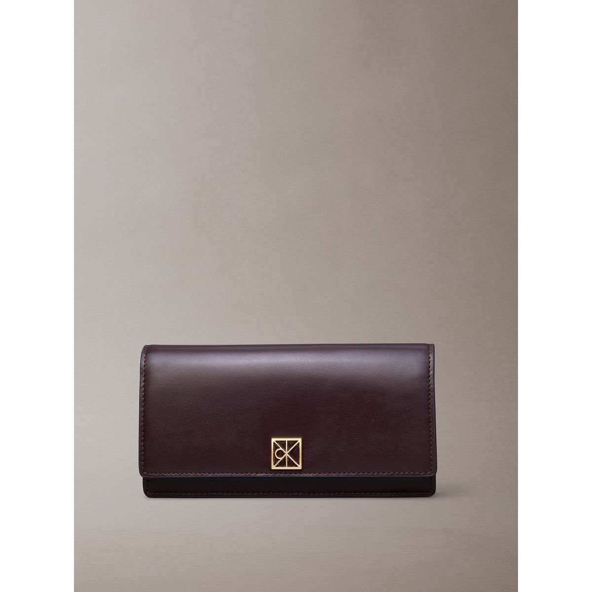 CALVIN KLEIN - Billetera Plegada De Cuero Con Logo Monograma Café Calvin Klein