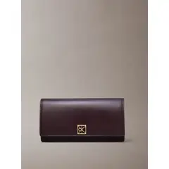 CALVIN KLEIN - Billetera Plegada De Cuero Con Logo Monograma Café