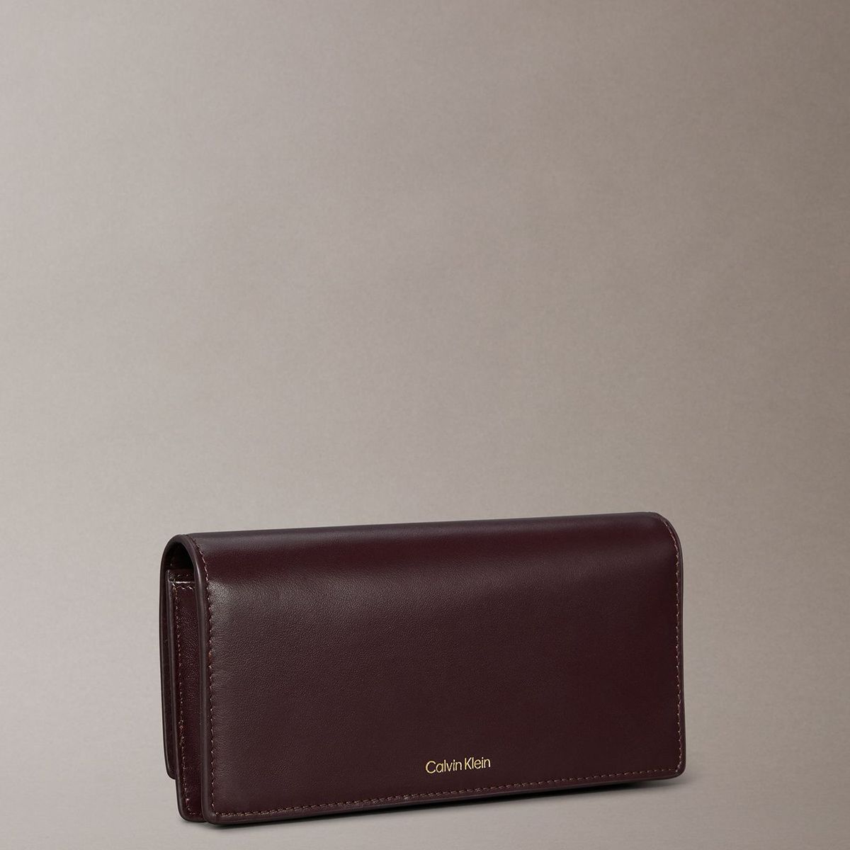 CALVIN KLEIN - Billetera Plegada De Cuero Con Logo Monograma Café Calvin Klein