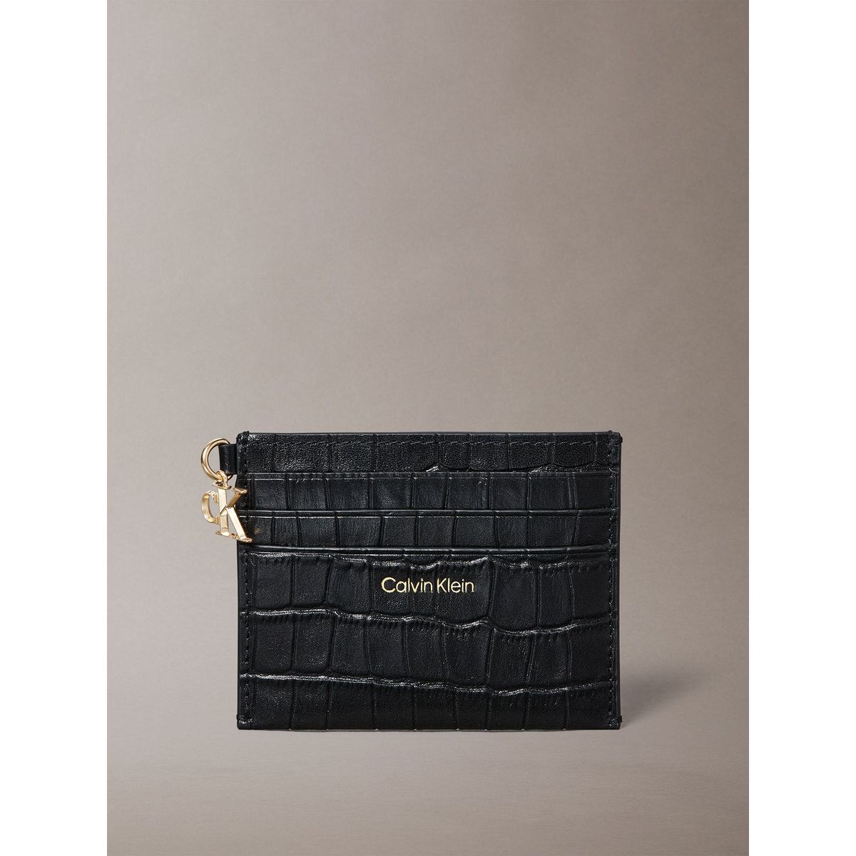 CALVIN KLEIN - Tarjetero de Cuero Efecto Cocodrilo con Rfid Negro Calvin Klein