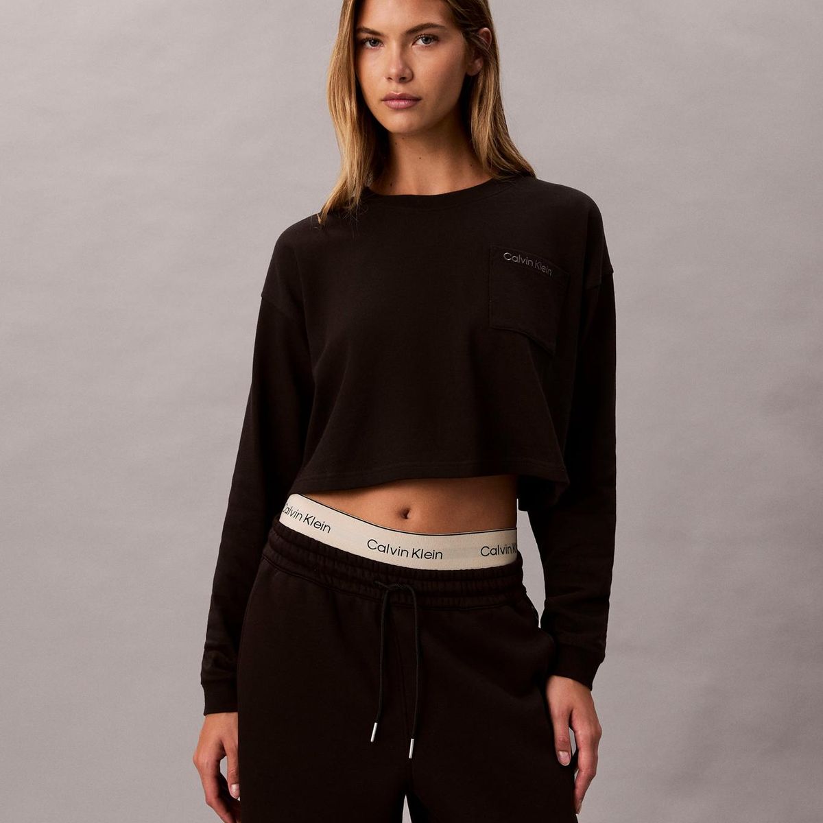 CALVIN KLEIN - Polera De Pijama De Algodón Con Logo Negro Calvin Klein