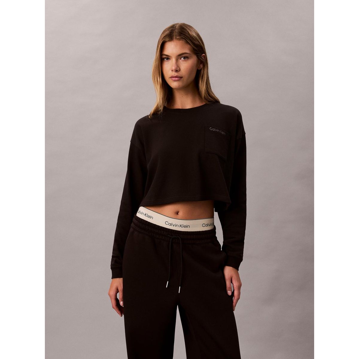 CALVIN KLEIN - Polera De Pijama De Algodón Con Logo Negro Calvin Klein