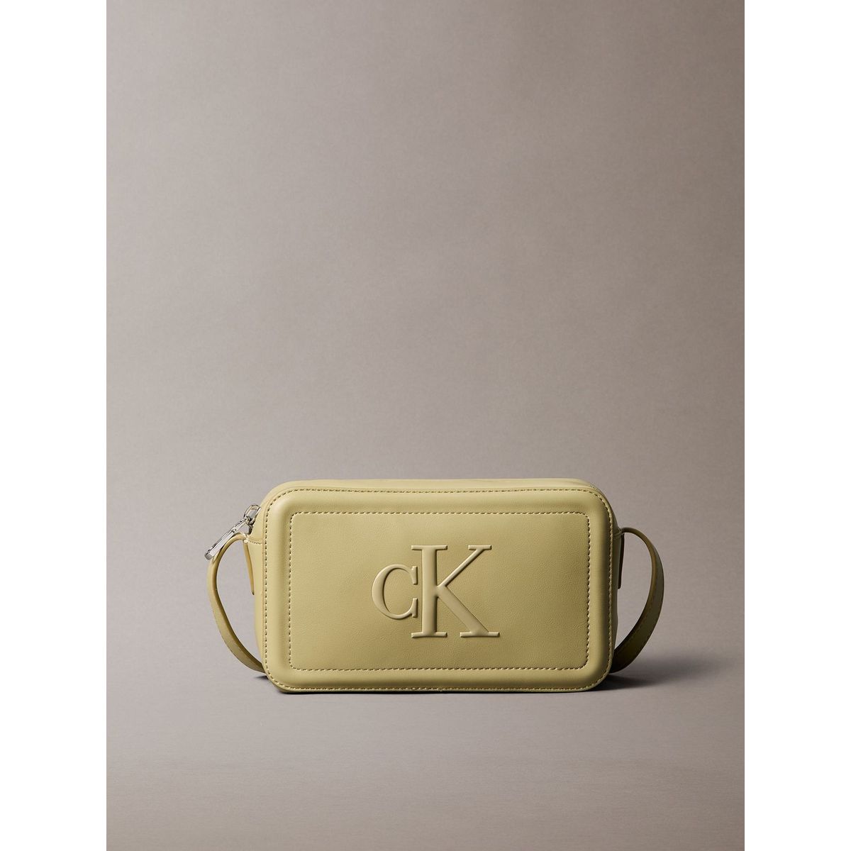 CALVIN KLEIN - Bandolera Con Logo Monograma Grabado Verde Calvin Klein