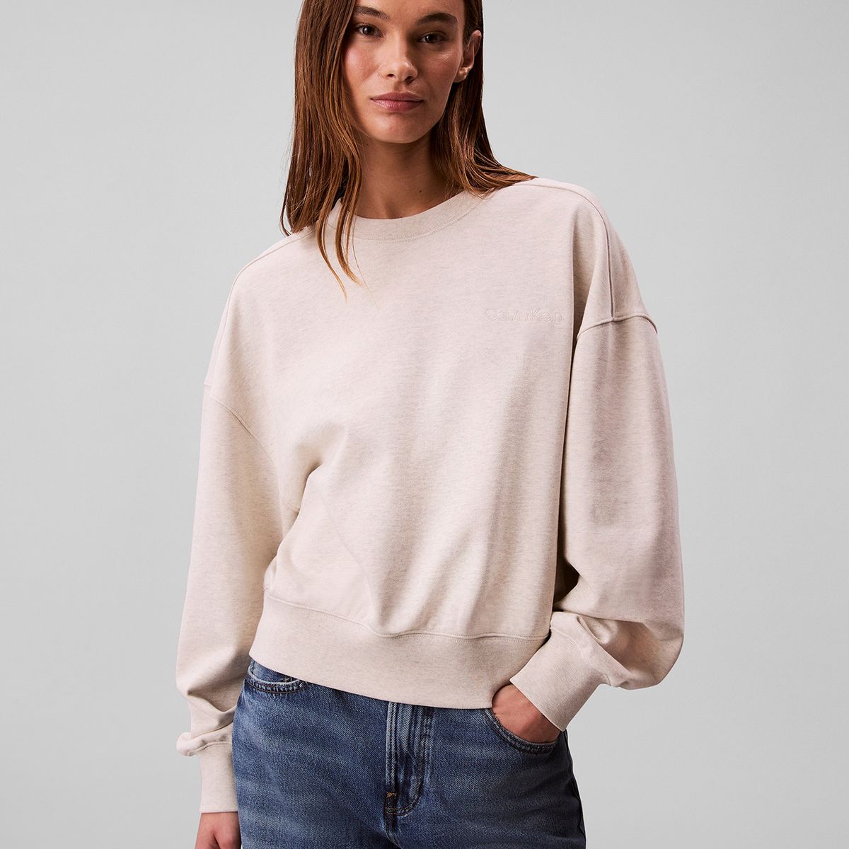 CALVIN KLEIN - Polerón Con Tejido En Felpa Blanco Calvin Klein