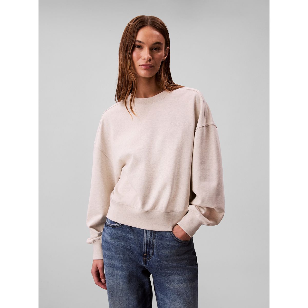 CALVIN KLEIN - Polerón Con Tejido En Felpa Blanco Calvin Klein