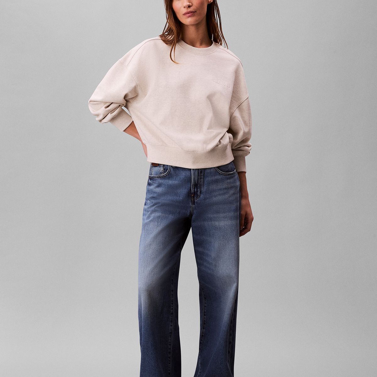 CALVIN KLEIN - Polerón Con Tejido En Felpa Blanco Calvin Klein