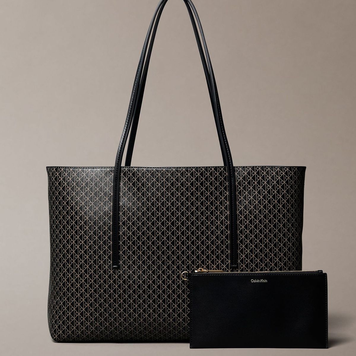 CALVIN KLEIN - Cartera Tote Con Estampado De Monograma Negro Calvin Klein