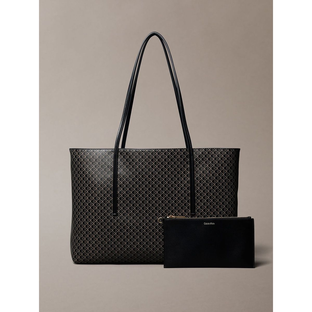 CALVIN KLEIN - Cartera Tote Con Estampado De Monograma Negro Calvin Klein