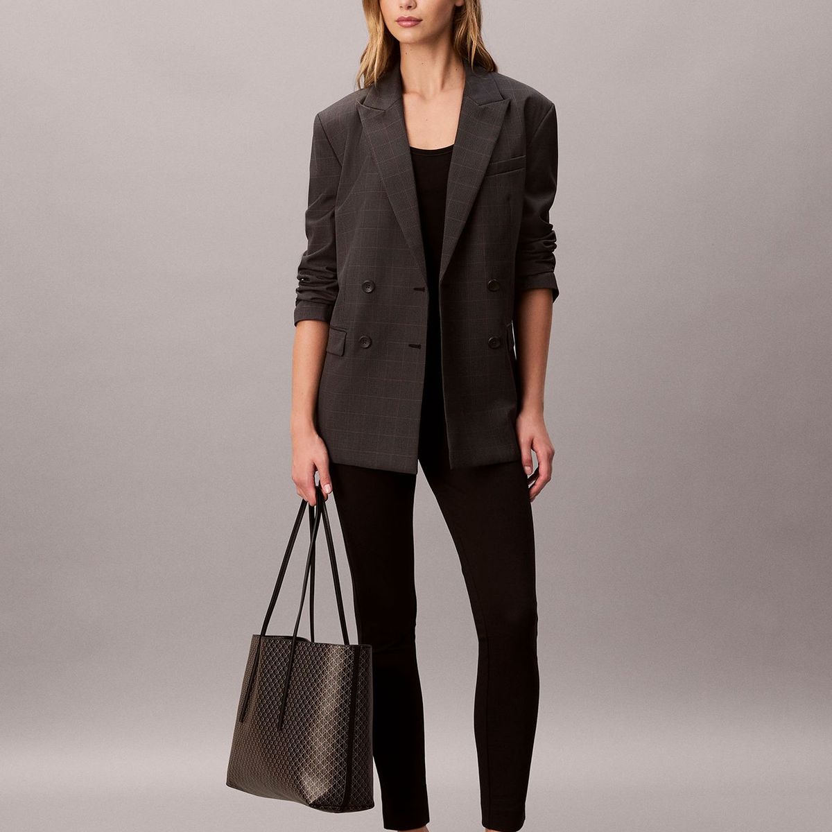 CALVIN KLEIN - Cartera Tote Con Estampado De Monograma Negro Calvin Klein