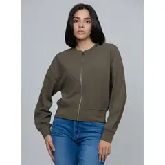 CALVIN KLEIN - Blusa De Crepé Elástico Con Cremallera Verde