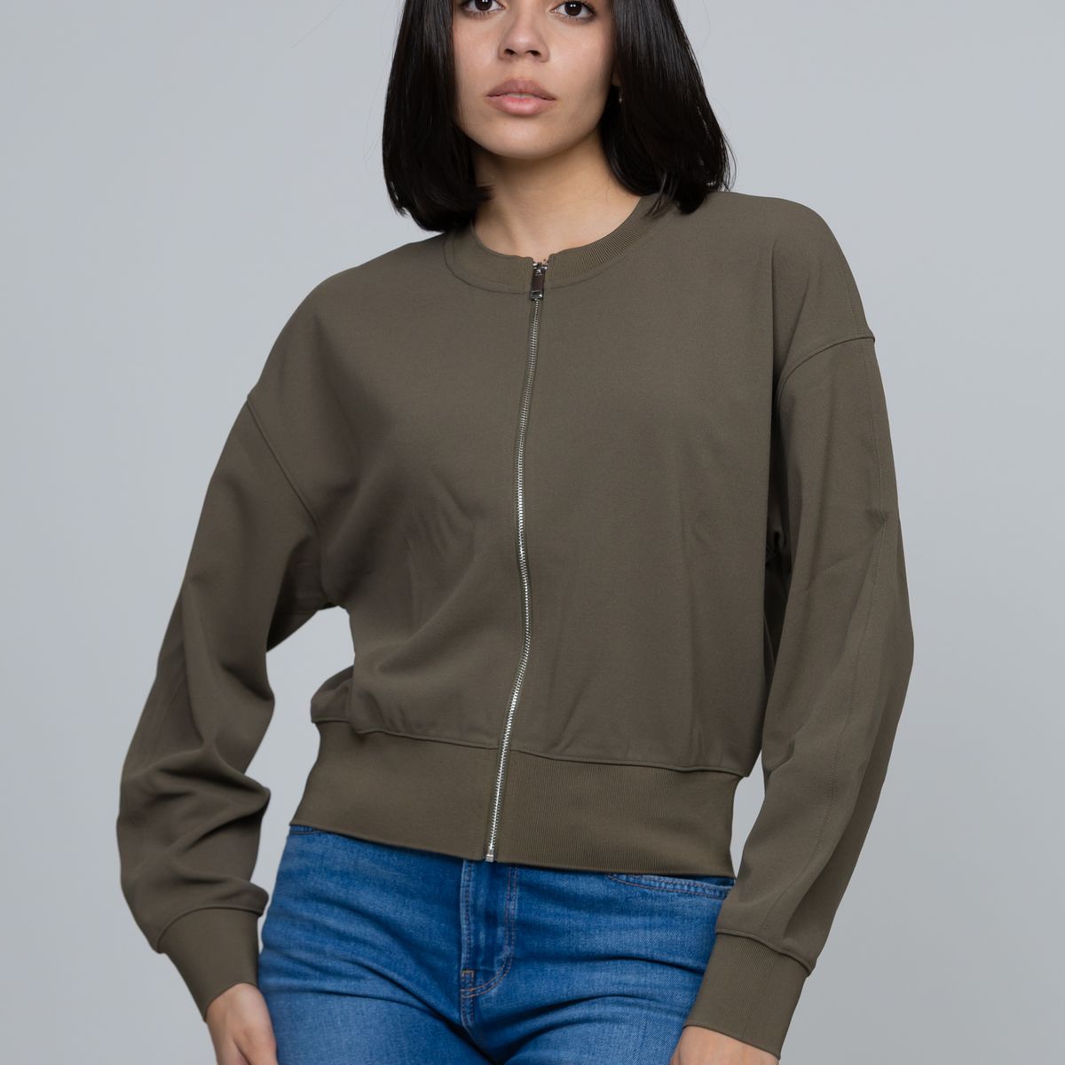 CALVIN KLEIN - Blusa De Crepé Elástico Con Cremallera Verde Calvin Klein
