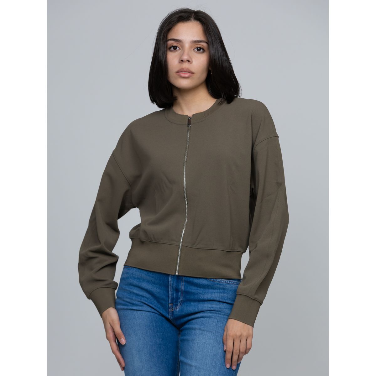 CALVIN KLEIN - Blusa De Crepé Elástico Con Cremallera Verde Calvin Klein