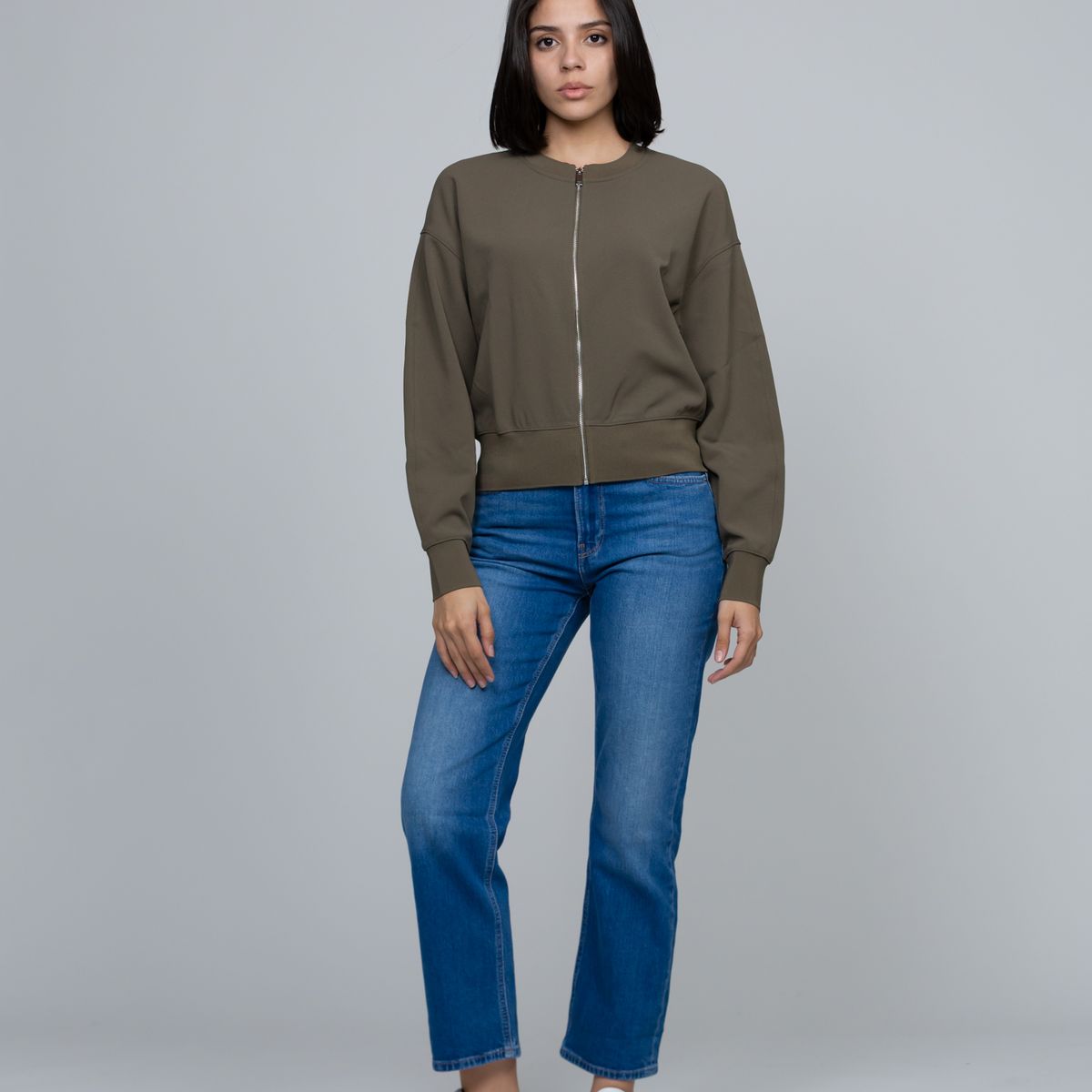 CALVIN KLEIN - Blusa De Crepé Elástico Con Cremallera Verde Calvin Klein