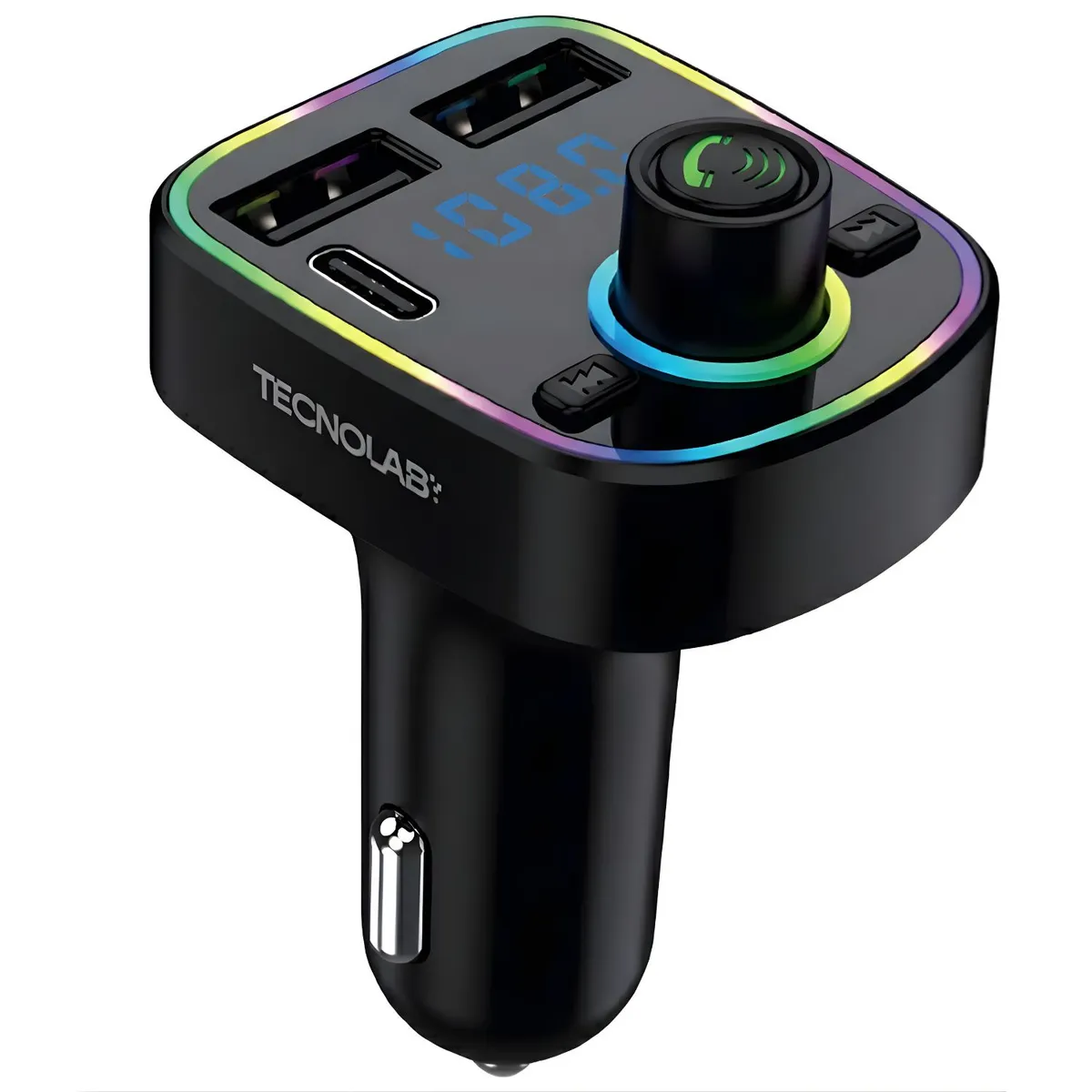 TECNOLAB - Transmisor FM Bluetooth 5.2 Auto 15.5W USB-C + 2 USB - PS