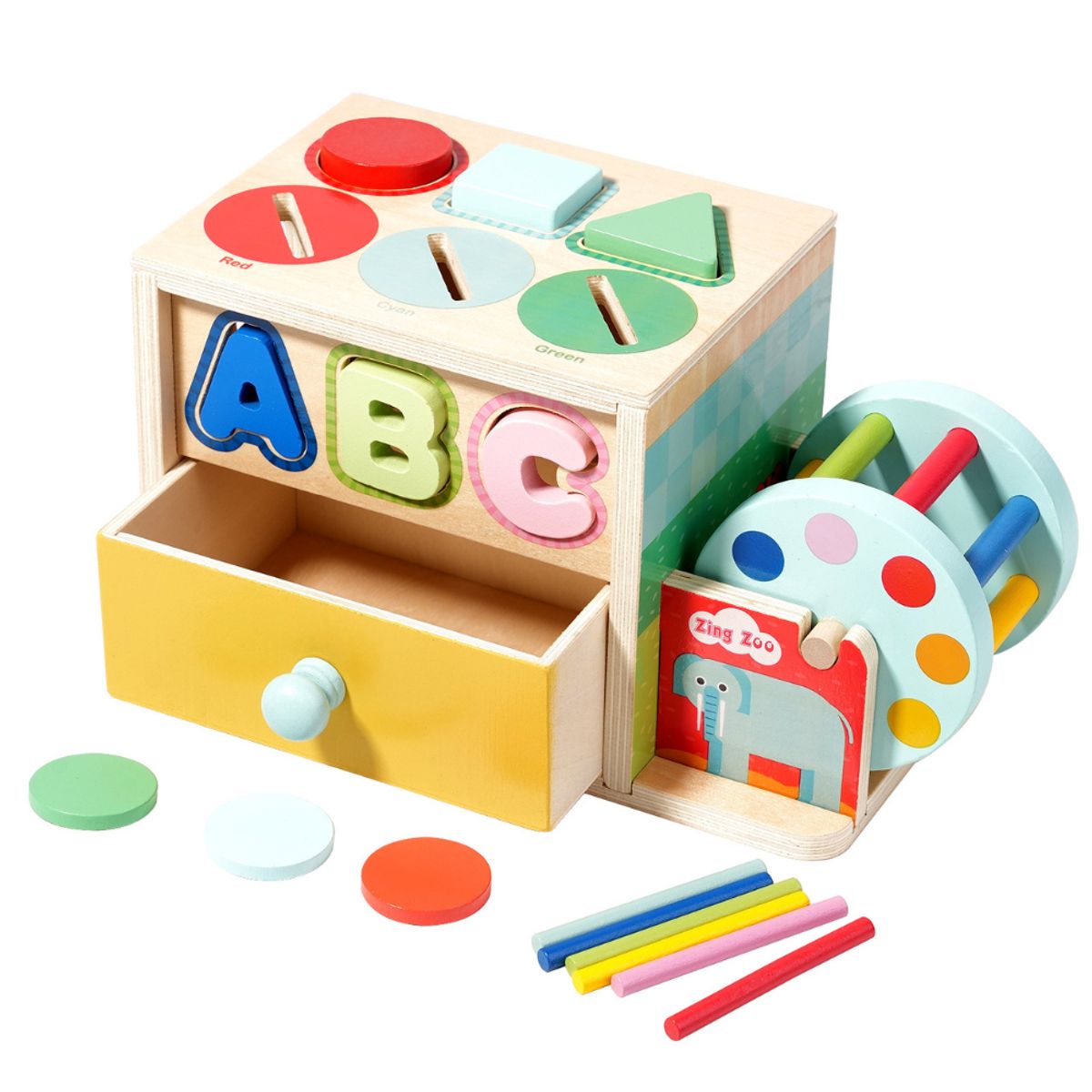 ABC - Caja Sensorial de Madera Juguete Educativo Multifuncional