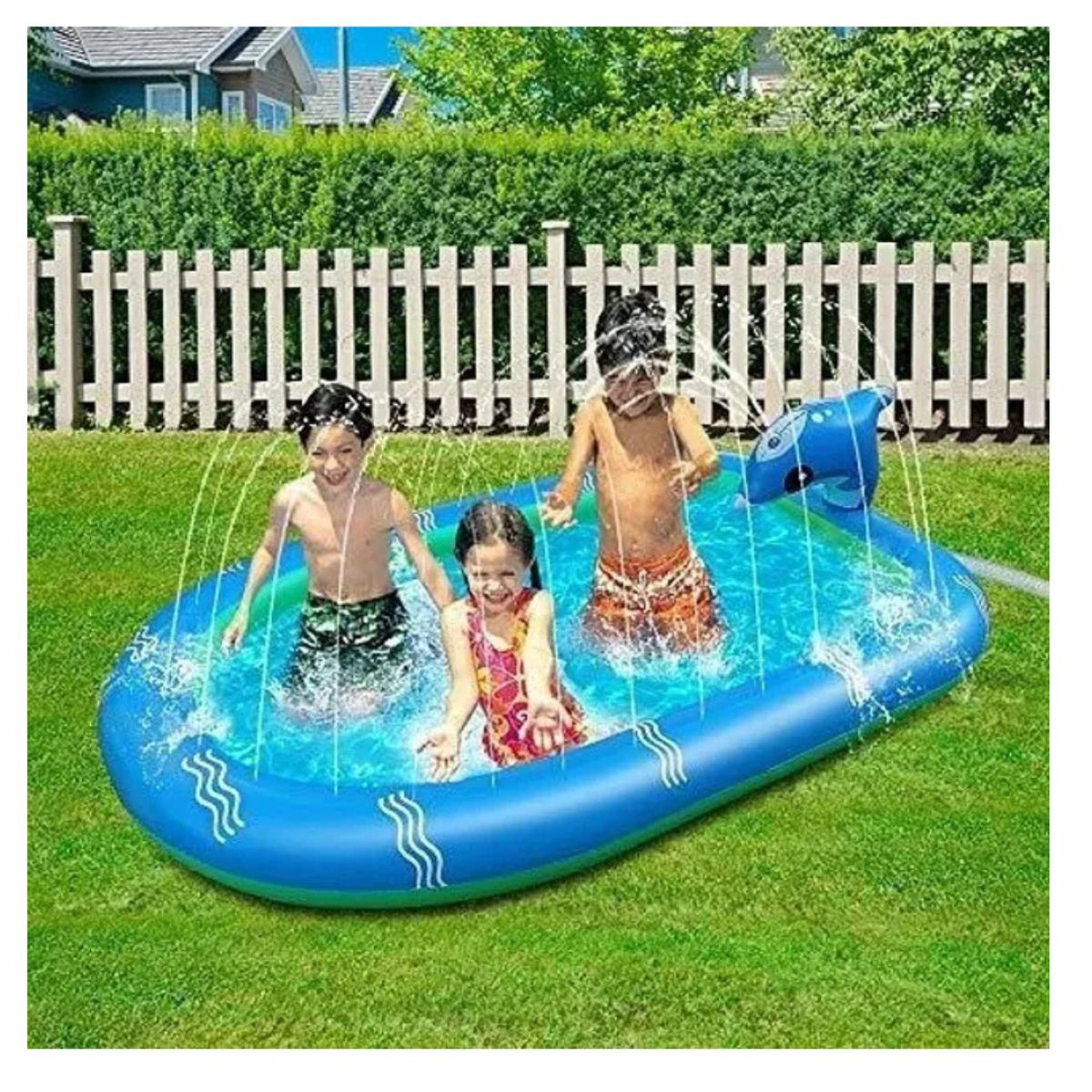 GENERICO - Piscina Inflable 170x110x45cm Dino Delfin Lanza Chorro Agua