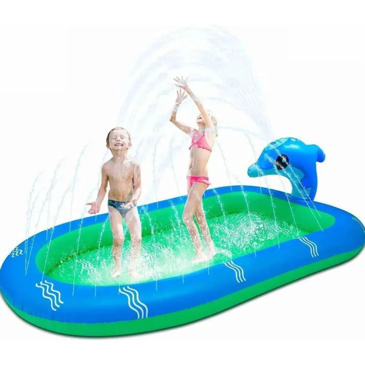 GENERICO - Piscina Inflable 170x110x45cm Dino Delfin Lanza Chorro Agua