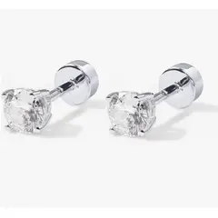 GENERICO - PAVOI Aretes de poste con circonia cúbica de plata de ley 925 chapados en oro de 14 quilates