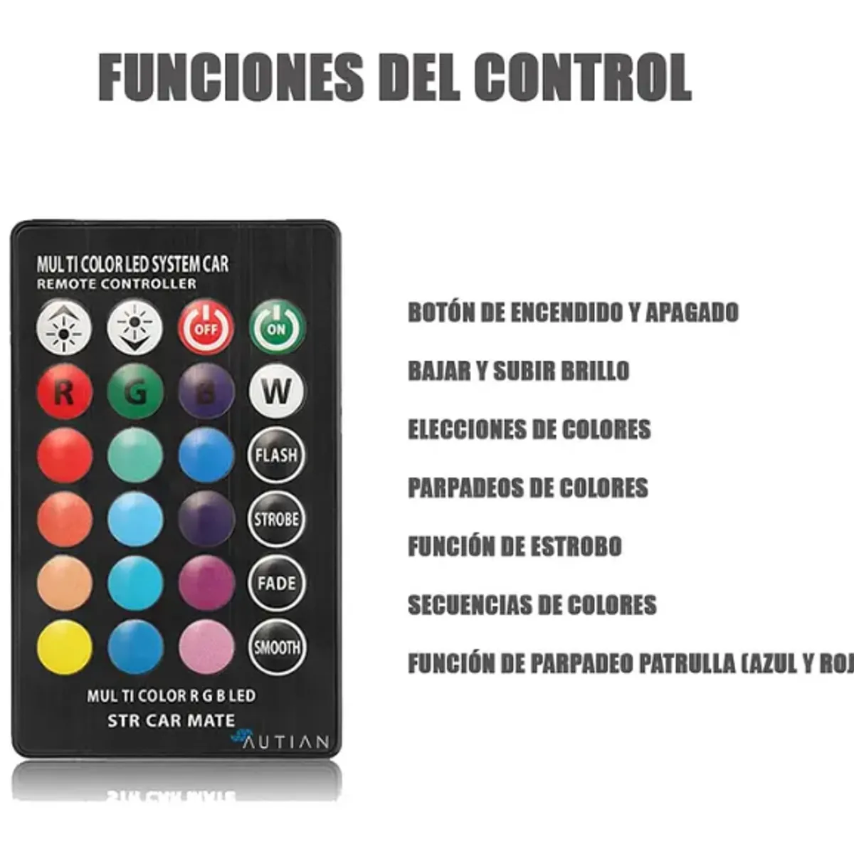 GENERICO - Ampolleta Led Cola De Pez T10 Multicolor Rgb Control