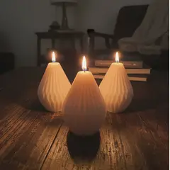 HAOKIDS - Velas plisadas en set de 3 unidades en cera de soja elegantes y minimalistas