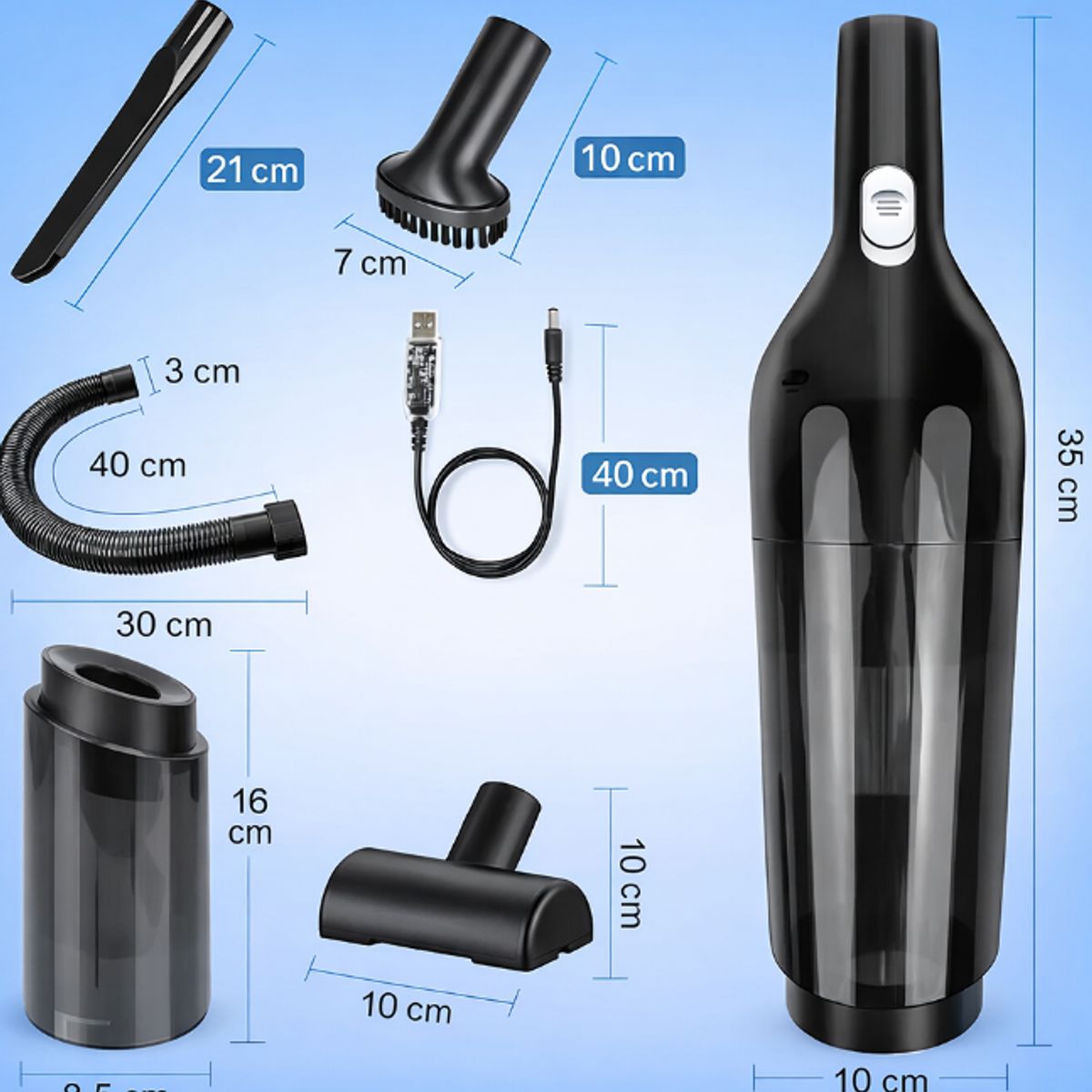 GENERICO - Aspiradora De Mano Portátil 12v Para Auto Casa Recargable