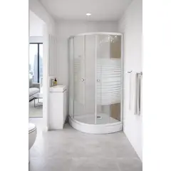 GENERICO - Mampara Ducha Curva 70×70 190cm Alto Vidrio Templado Franjas Blancas