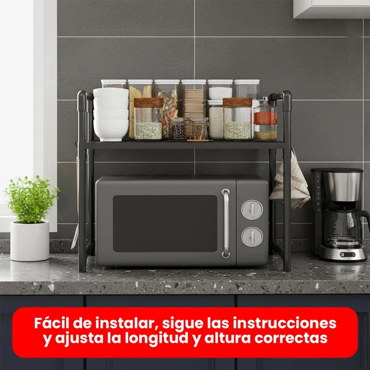 NO LOGO - Rack Estante Organizador De Cocina Para Microondas 2 Niveles